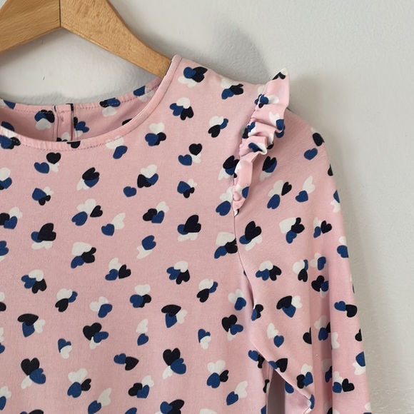 Polarn O. Pyret Sweden Pink button back dress with ruffle at sleeve - Picture 2 of 5